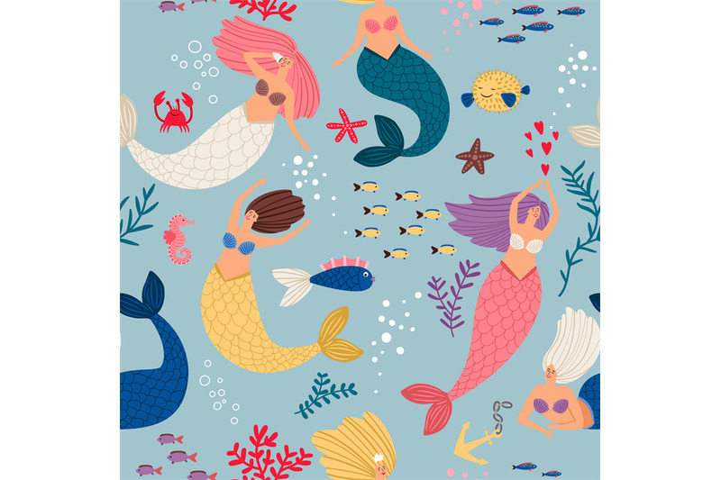 mermaid-girls-pattern