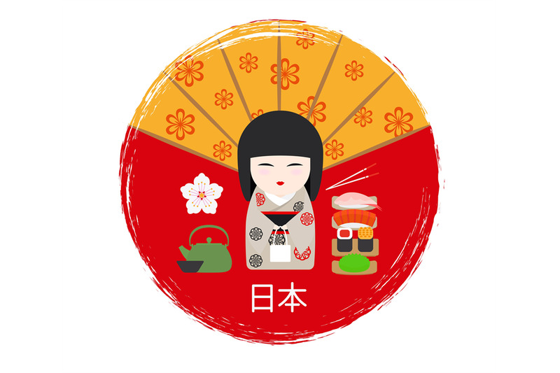 asian-banner-with-japanese-kokeshi-doll-fan-and-sushi-vector-text