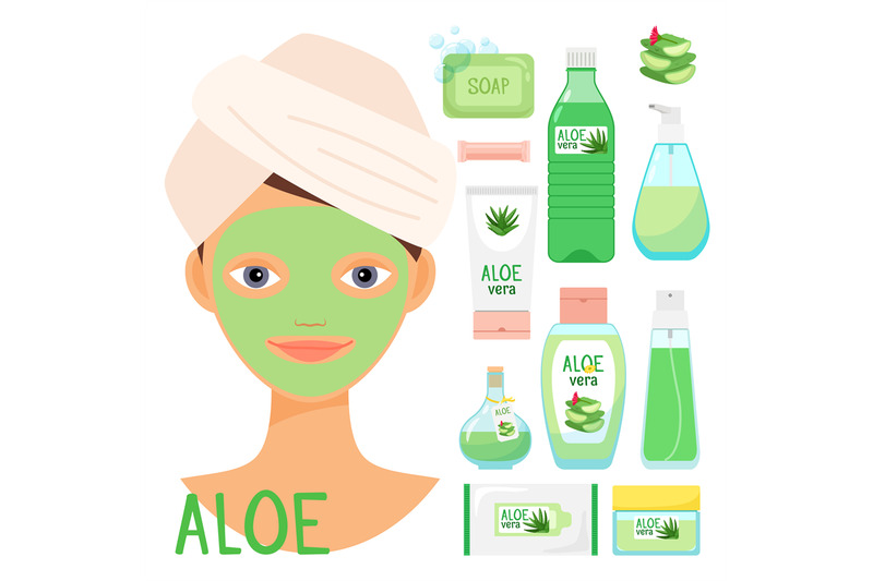 beauty-treatments-with-organic-aloe-vera-cosmetics-vector-illustration