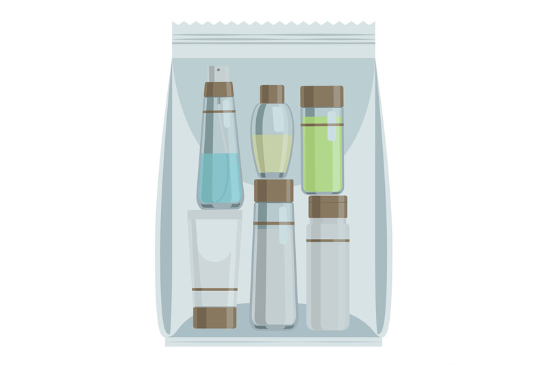 cosmetics-bottles-in-plastic-bag