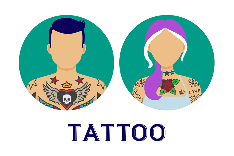 icons-of-people-with-tattoo-vector-man-and-woman-with-different-pictu