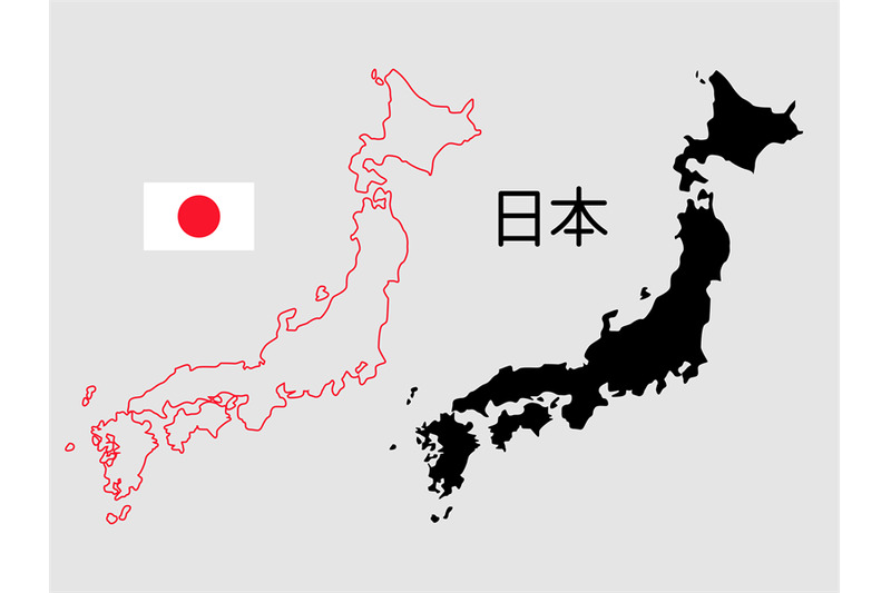 japan-map-outline-and-silhouette-vector-illustration-text-japan