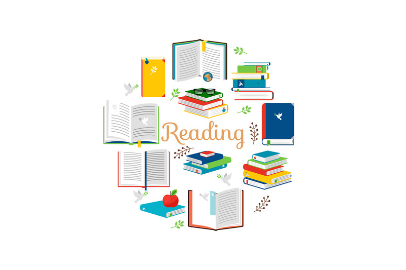 reading-concept-with-isometric-style-books-vector-icons