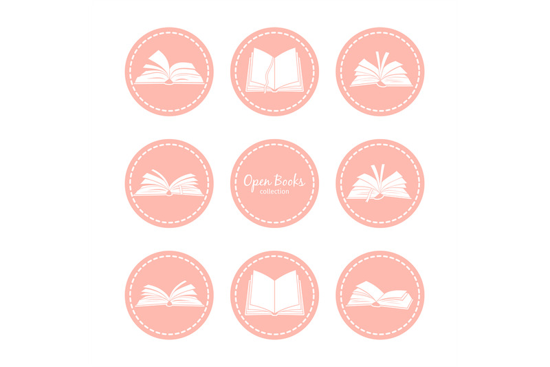 vintage-icons-with-open-books-reading-vector-icons-set