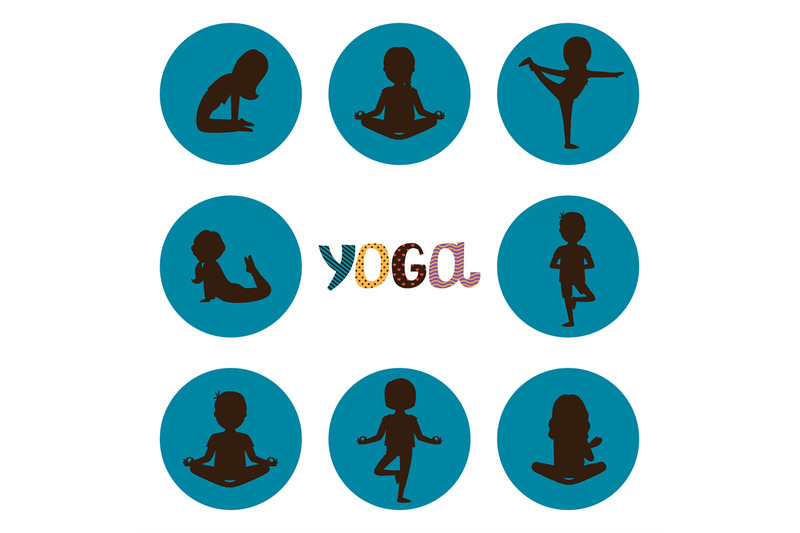 yoga-poses-silhouettes-icons-vector-of-set