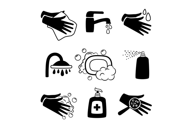 hygiene-black-icons-antiseptic-cream-and-hands-washing-antibacterial