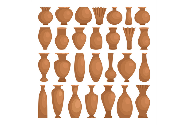 ancient-bowls-decorative-clay-vector-ceramic-rustic-vases-isolated-on