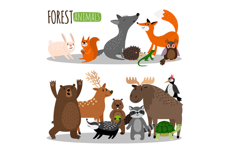 cute-forest-animals-vector-collection-isolated-on-white-background
