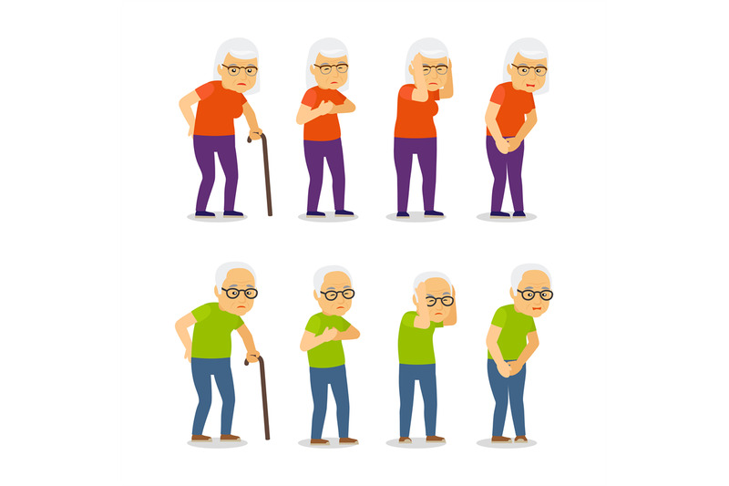 old-mens-and-womens-disease-vector-illustration