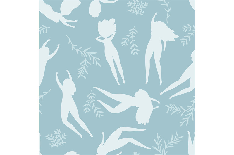 swimming-women-silhouettes-seamless-pattern-flat-background