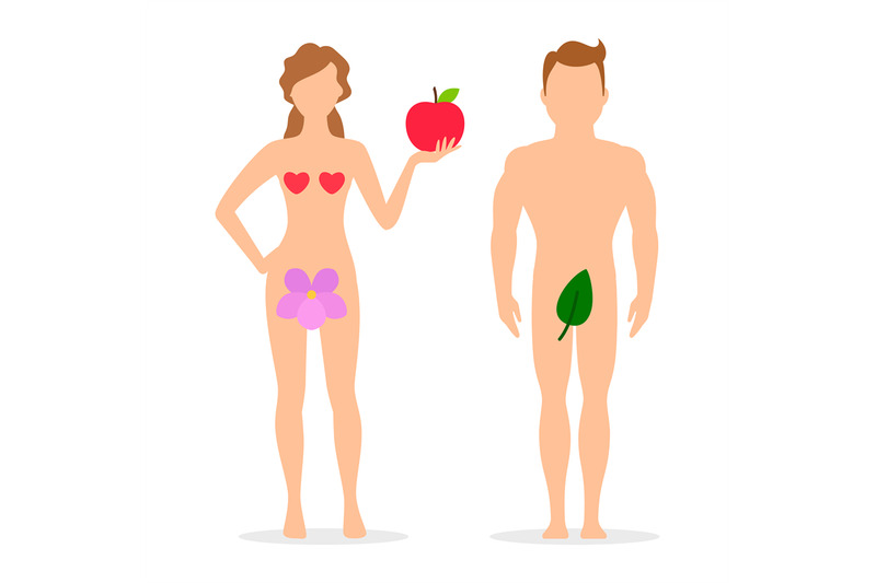 apple-adam-and-eve-silhouettes-vector-illustration
