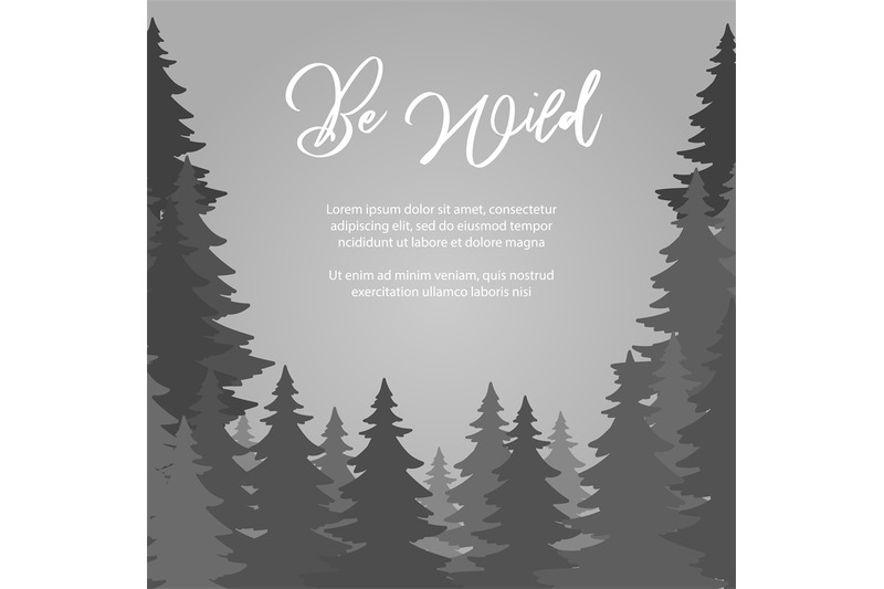 be-wild-poster-vector-design-fir-trees-forest-vector-background