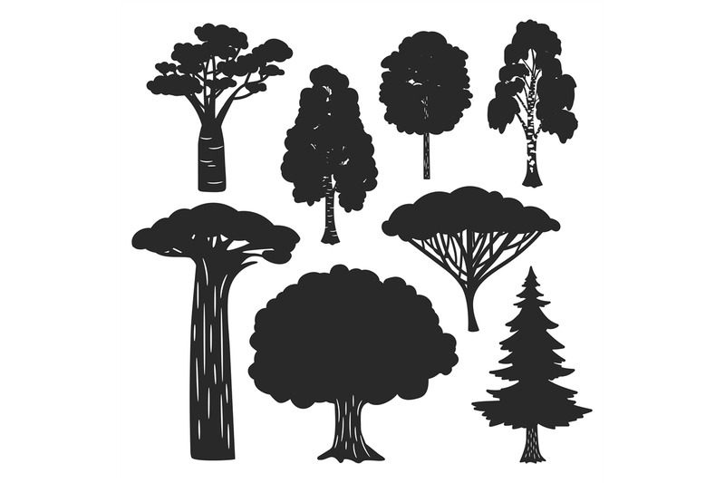 vector-trees-forest-black-silhouettes-isolated-on-white-background