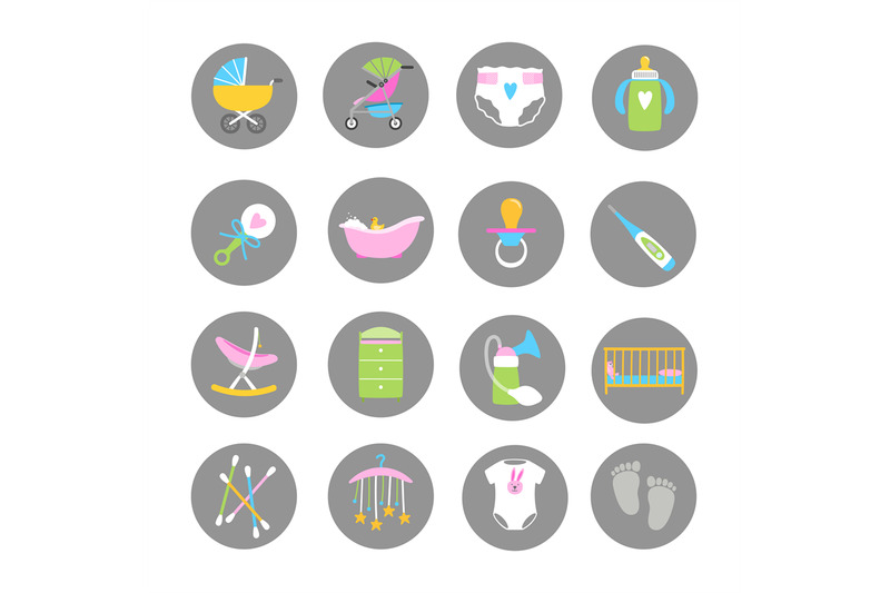 baby-and-kids-accessorises-icons-vector-set