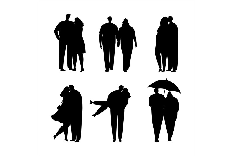 collection-of-black-silhouettes-of-couples-in-love-vector-illustratio