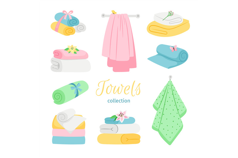 set-of-bath-colored-towels-roll-and-pile