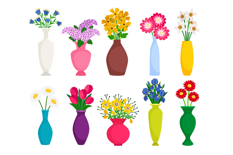 set-of-colored-vases-with-blooming-flowers-for-decoration-and-interior