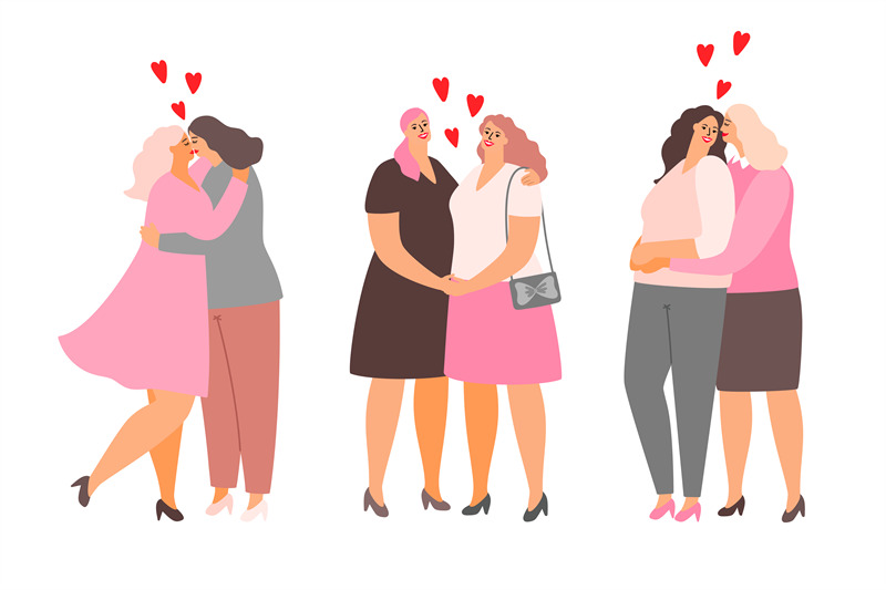 female-lesbian-couples-hug-and-kiss-homosexuality-love
