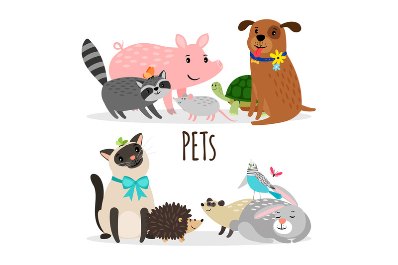 cartoon-character-groups-of-vector-pets-isolated-on-white-background