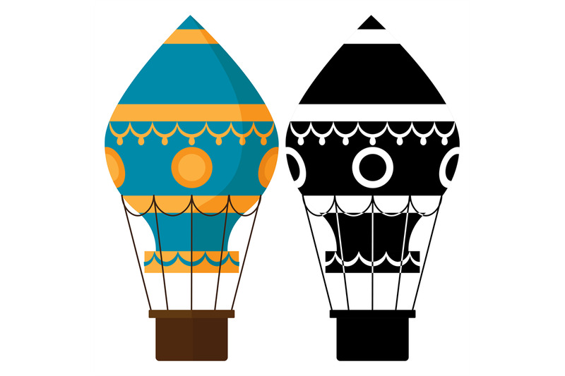 black-and-white-colorful-earostats-hot-air-balloons-vector-illustrat