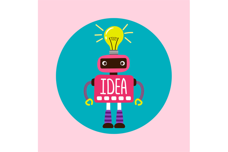 female-cartoon-robot-with-new-idea-vector-illustration