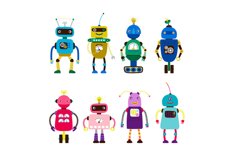 robots-for-girls-and-boys-vector-isolated-on-white-background