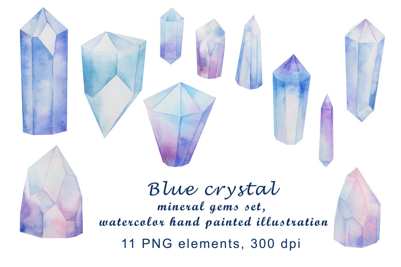 blue-crystal-mineral-gems-set-watercolor-hand-painted