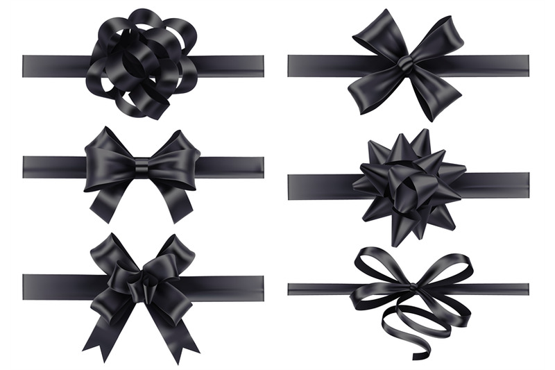 realistic-black-ribbons-with-bows-dark-festive-wrapping-bow-holiday