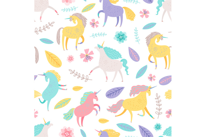 fairytale-unicorn-with-floral-elements-vector-seamless-pattern
