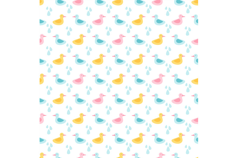 rubber-ducks-and-water-drops-seamless-pattern-vector-design