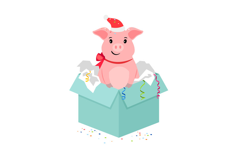 cartoon-pig-in-gift-box