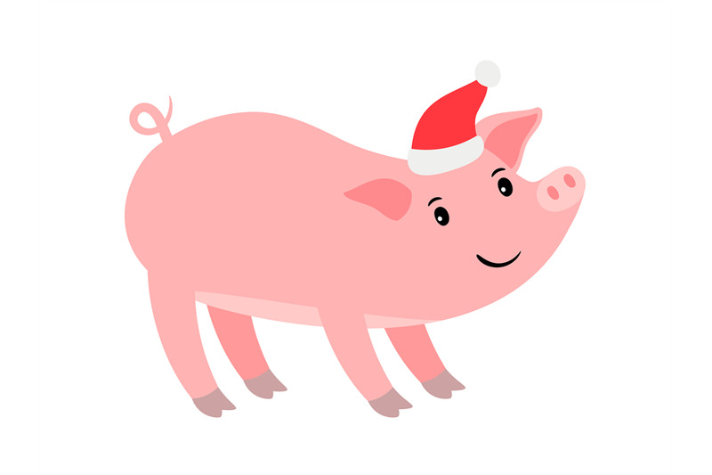 funny-pink-pig-in-santa-hat