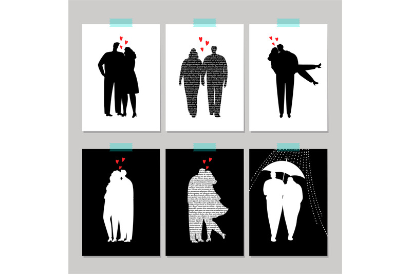 set-of-card-with-black-silhouette-love-couple