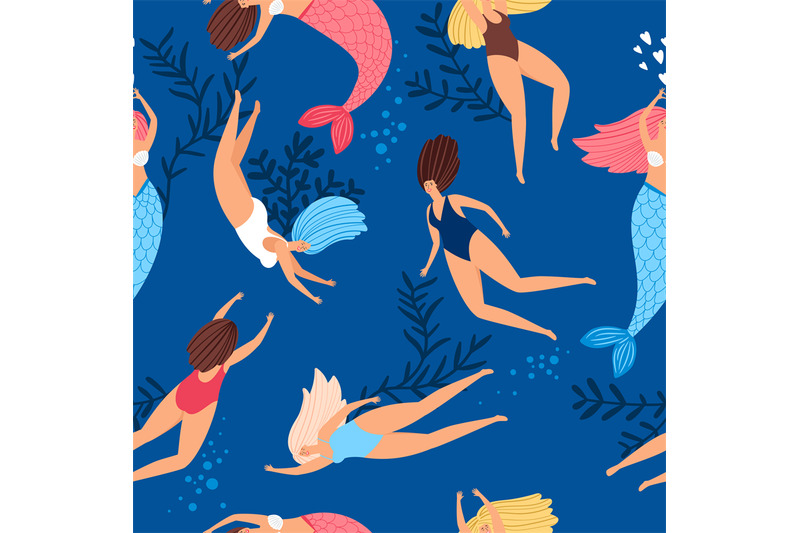 swimmers-girls-and-mermaids-pattern
