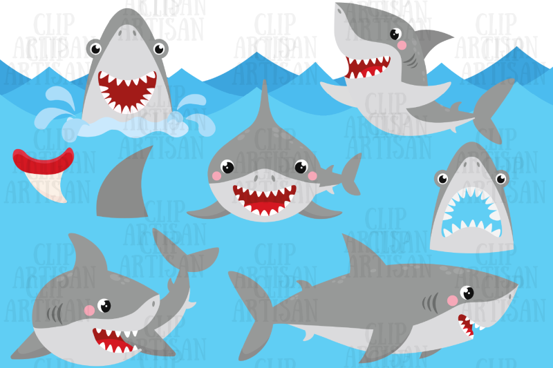 shark-clipart-sharks-shark-party-digital-clip-art