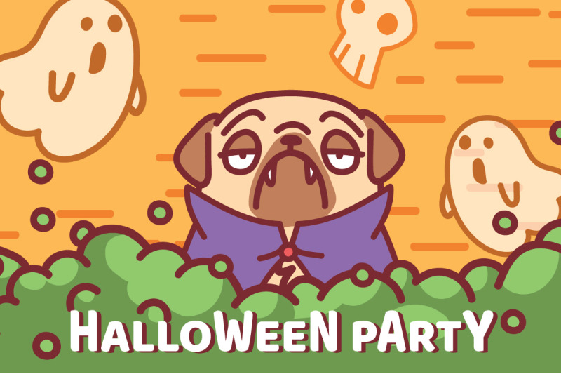 pug-dog-halloween-party