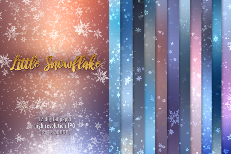 christmas-digital-paper-snow-flake-digital-paper-colorful-rainbow