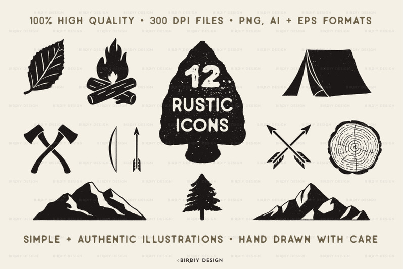 rustic-nature-icons-set