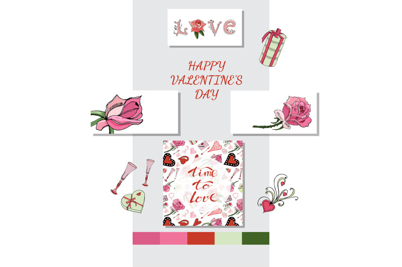card-with-hand-drawn-color-elements-of-symbols-of-love