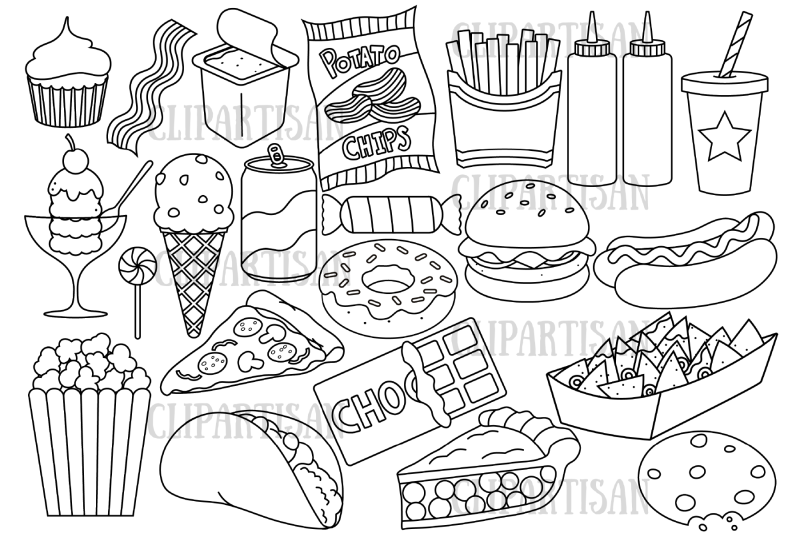 junk-food-clip-art-fast-food-clipart-digital-stamp