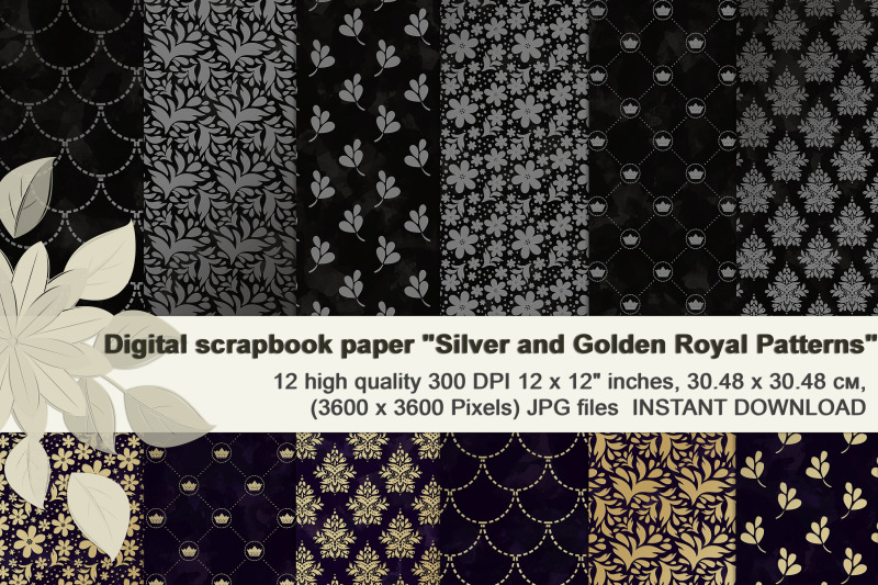 silver-and-golden-royal-patterns-vegetable-digital-paper