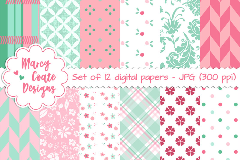 mint-amp-pink-digital-papers-backgrounds-set-of-12