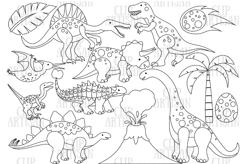 dinosaurs-clipart-prehistoric-digital-stamp