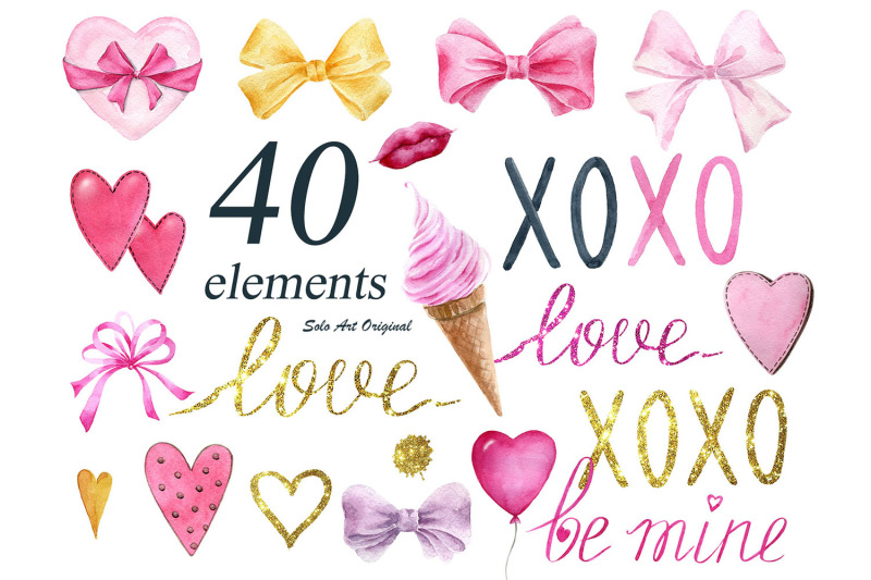 valentines-day-pink-and-gold-watercolor-clipart