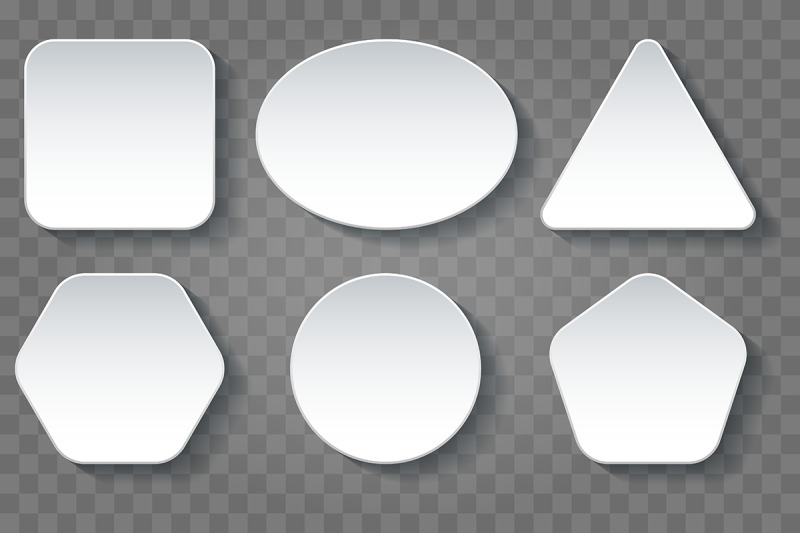 various-shape-blank-white-buttons-set