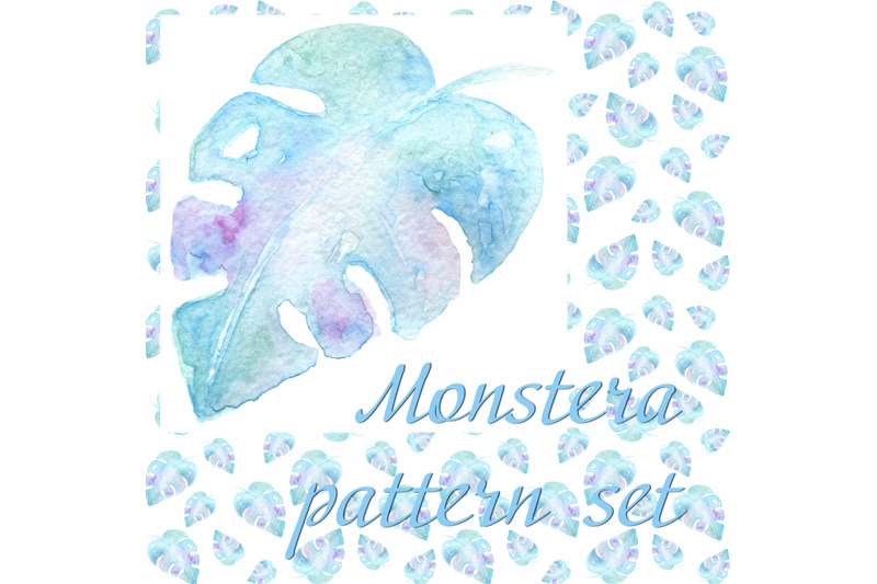 monstera-seamless-pattern-illustration-set