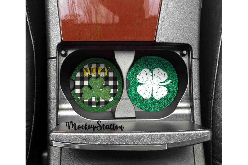 Download St Patrick's Car Coaster Sublimation Template Bundle, Shamrock Clipart By MockupStation ...