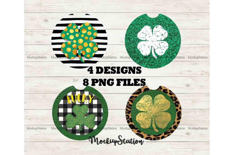 St Patrick's Car Coaster Sublimation Template Bundle, Shamrock Clipart
PNG Include