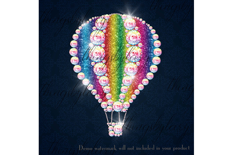 43-diamond-pearl-gold-glitter-rainbow-hot-air-balloons-png