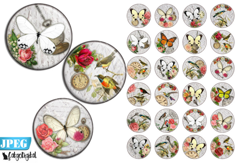 birds-and-butterflies-circle-printable-images-steampunk